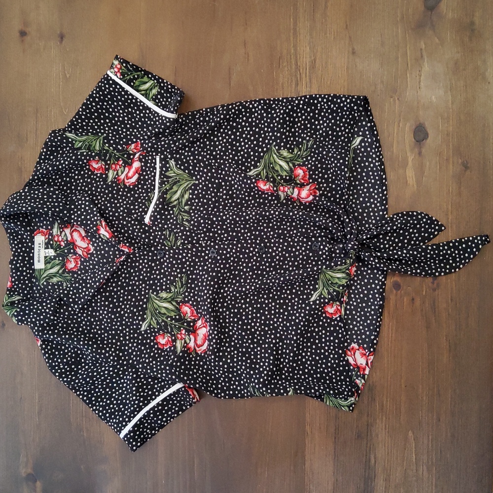 Monteau Los Angeles polka-dot button-up shirt